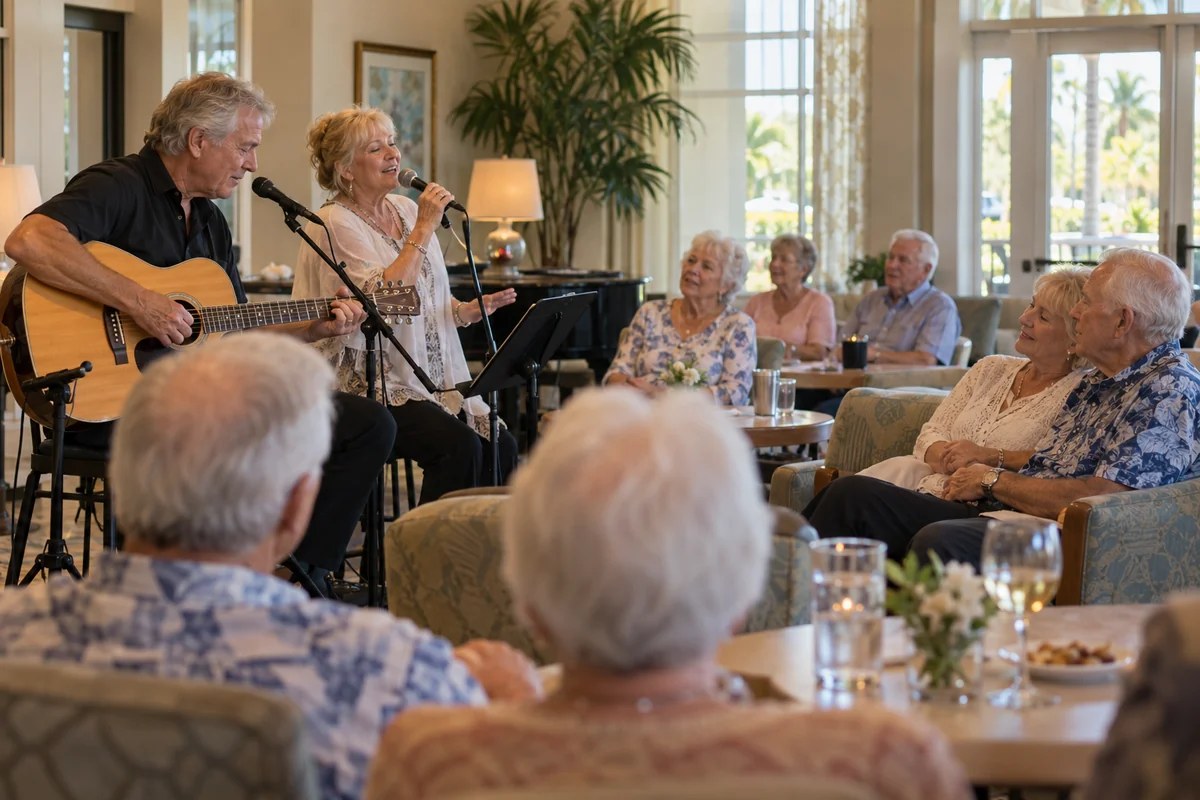 An intimate live music afternoon with a happy audience